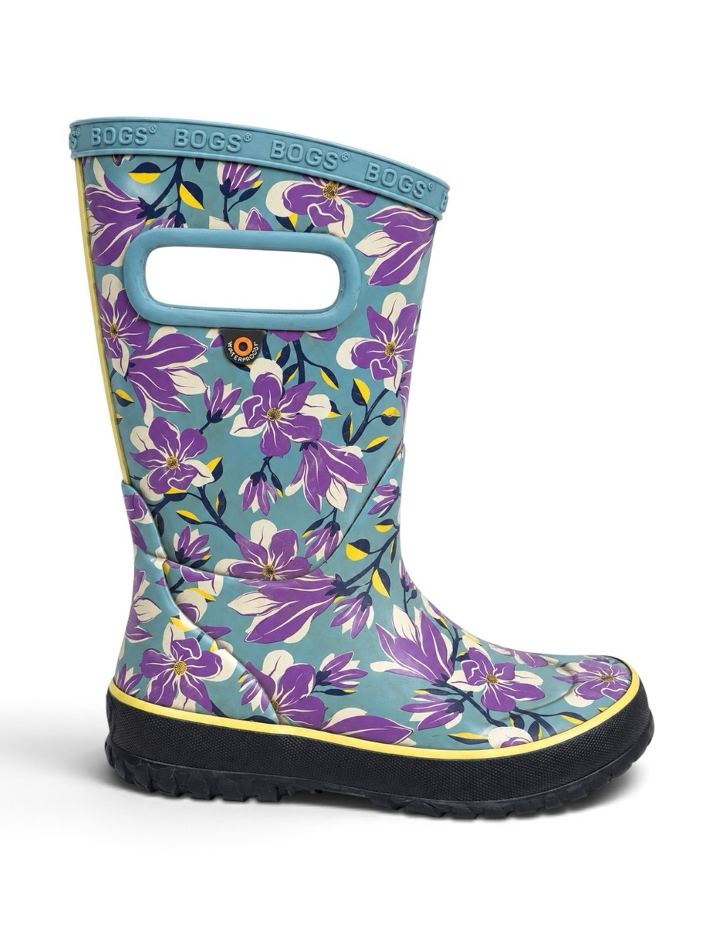 BOGS Kids Waterproof Rain Boots Blue Purple Floral Print Toddler Girl Size 8